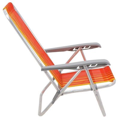 Kit 02 Cadeiras De Praia Reclin.tramontina Bali Baixa Alumínio C/ Assento Laranja E Amarelo 92900101