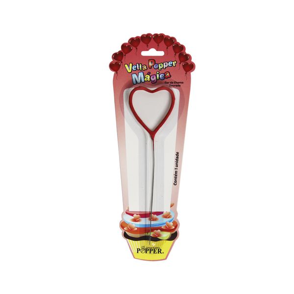 Vela Coração Popper Sparklers Rosa 20cm