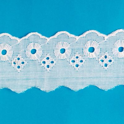 Bordado Inglês de Poliéster Nybc 5cm com 13,70m Branco