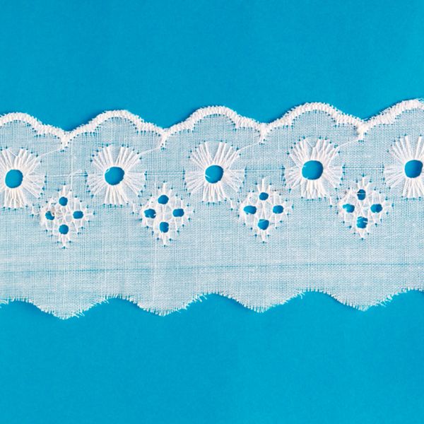 Bordado Inglês de Poliéster Nybc 5cm com 13,70m Branco