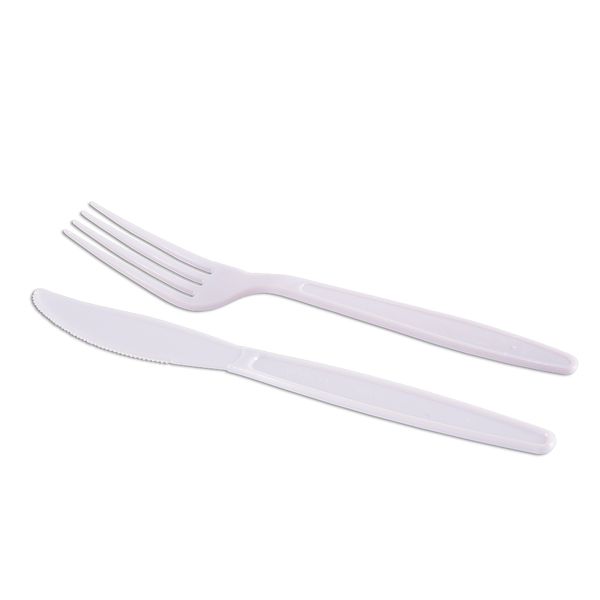 Kit de Talheres Prafesta Garfos e Facas Branco com 25 Unidades