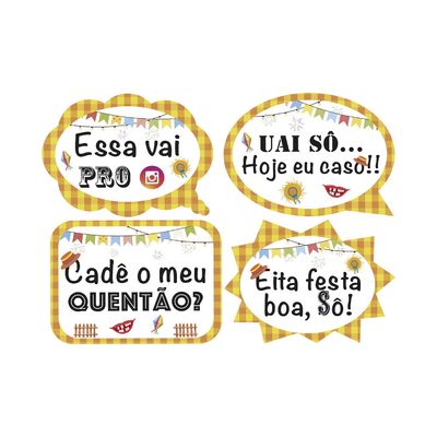 Placa Junina Divertida Litoarte - Item Sortido