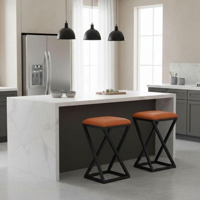 Kit 2 Banqueta Z 80 Cm Alta Bistrô Bancada Cozinha Moderno Corino Caramelo