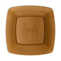 Prato Descartável Strawplast Quadrado Leitoso 21cm com 10 Unidades Dourado