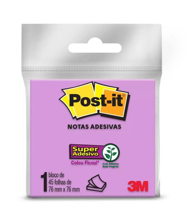 Bloco Adesivo Post It 3M Roxo 76x76mm 45 Folhas