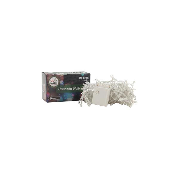 Pisca-Pisca Cascata de Led Grillo com 100 Lâmpadas Brancas e 8 Funções 2m - 220V