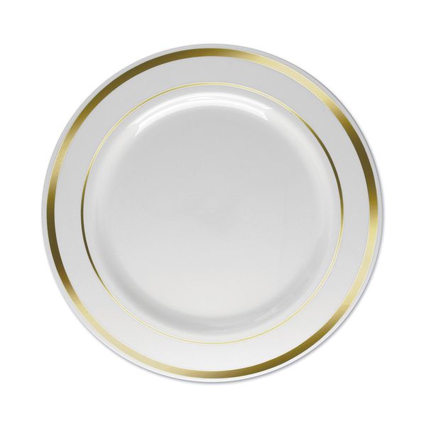Prato de Plástico Silver Plastic para Sobremesa com 6 Unidades Dourado