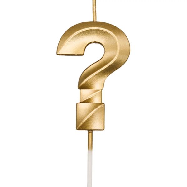 Vela Mini Design Silver Festas Dourada Interrogação Vela Mini Design Silver Festas Dourada Interrogação
