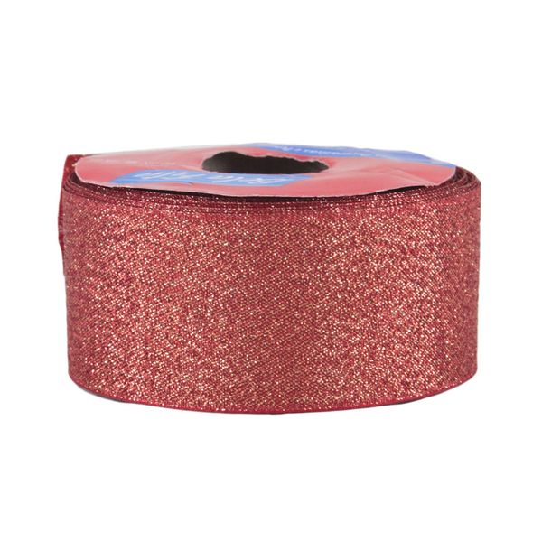 Fita de Cetim com Lurex 38mm 10m Vermelho