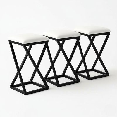 Kit 3 Banco Banqueta 80 Cm Alta Bancada Ferro Bistrô Corino Branco