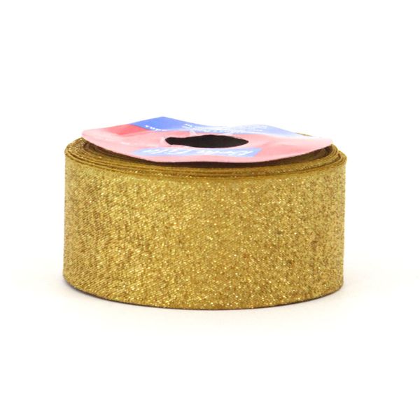Fita de Cetim com Lurex 38mm 10m Dourado