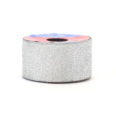 Fita de Cetim com Lurex 38mm 10m Prata