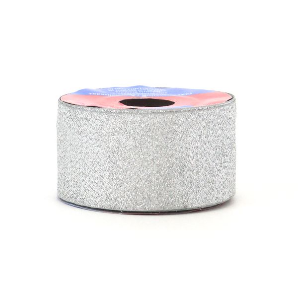 Fita de Cetim com Lurex 38mm 10m Prata Fita de Cetim com Lurex 38mm 10m Prata