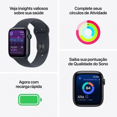 Apple Watch SE 3 GPS 40mm Pulseira Esportiva P/M Meia-Noite Meia-noite / Bivolt