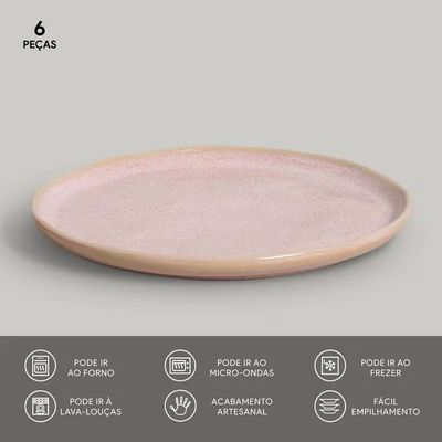 Conjunto de Pratos de Sobremesa Bio Litchi 21,5cm  6 Peças Porto Brasil Rosa