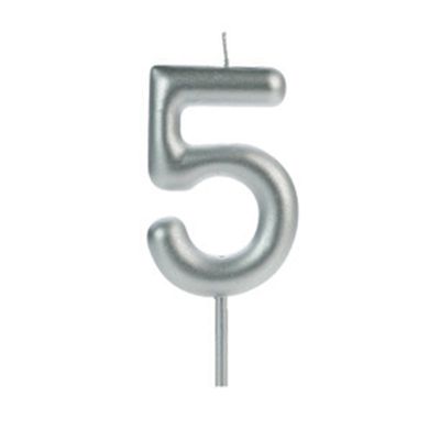 Vela de Aniversário Big Silver Número 5 Prata