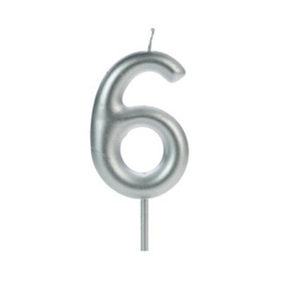 Vela de Aniversário Big Silver Número 6 Prata