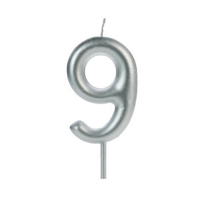 Vela de Aniversário Big Silver Número 9 Prata