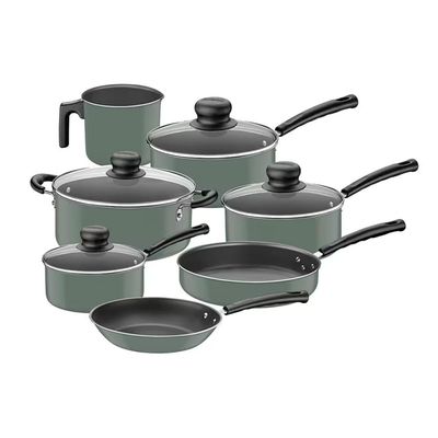 Conjunto de Panelas 7 Peças Versalhes Verde + Faqueiro 12 Peças Leme Azul Tramontina Verde