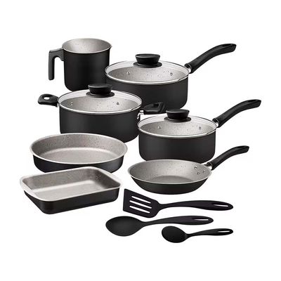 Conjunto de Panelas 10 Peças Linz Starflon Max e Faqueiro Leme 12 Peças Tramontina Preto