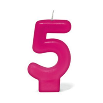 Vela de Aniversário Silver Número 5 Rosa