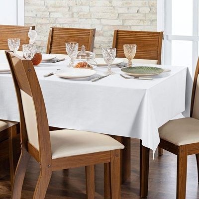 Toalha De Mesa 8 Lugares Térmica Impermeável 1,40 M X 2,50 M 100% Policloreto De Vinila - Branca