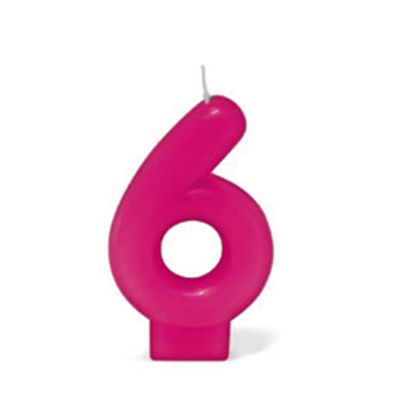Vela de Aniversário Silver Número 6 Rosa