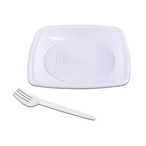 Kit de Festa Prafesta com 10 Pratos e 10 Garfos Brancos