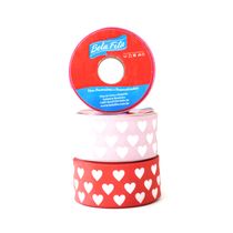 Fita de Gorgurao Nº09 38mm Peça com 10m Coração Rosa Pink