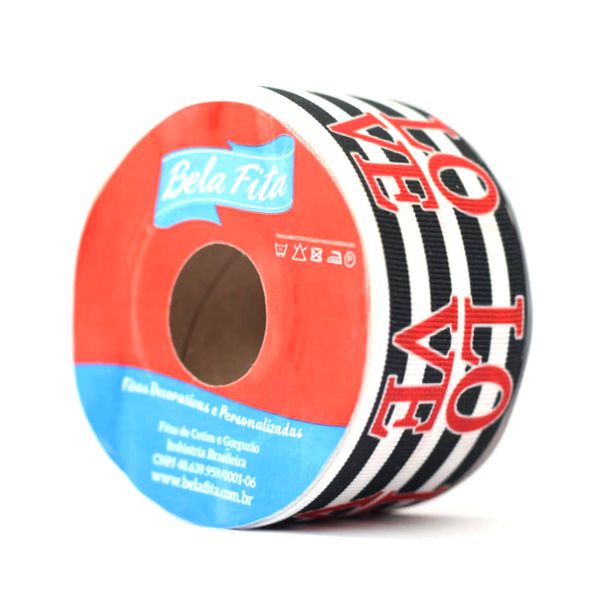 Fita de Gorgurão Listrada Love Nº09 38mm Peça com 10m Fita de Gorgurão Listrada Love Nº09 38mm Peça com 10m