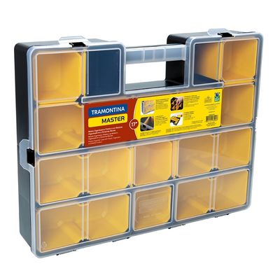 Maleta Organizadora Plástica Master 17 com 11 Módulos Tramontina Preta n/a