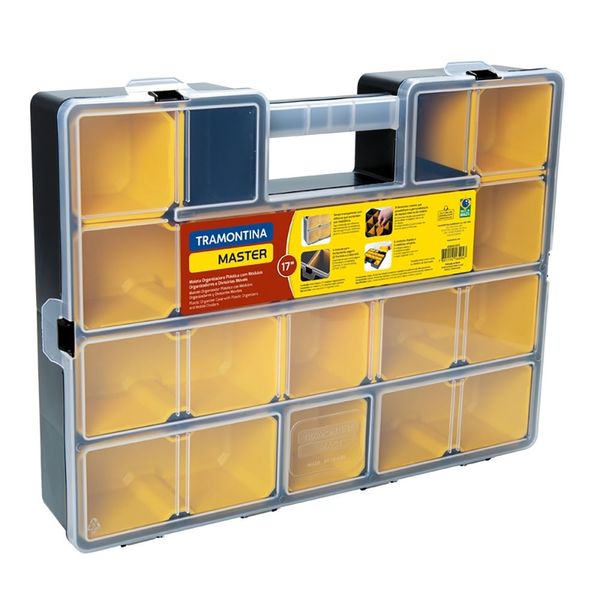 Maleta Organizadora Plástica Master 17 com 11 Módulos Tramontina Preta n/a