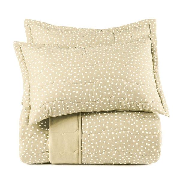 Jogo De Colcha King 3 Peças Altenburg Malha Fio Penteado Bits Bege