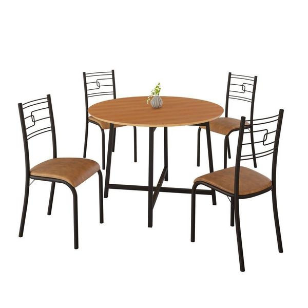 Conjunto Sala De Jantar Ella 90cm 4 Cadeiras Preto C- Jambo