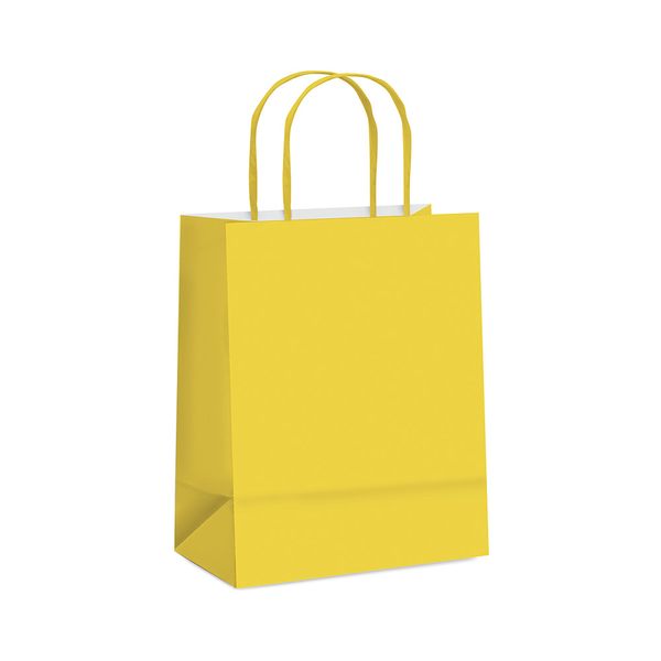 Sacola Papel Cromus Liso Amarelo M 26x19,5x9,5cm