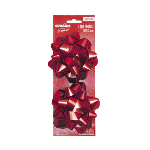 Laço Pronto Adesivado Cromus Estrela Vermelho 10cm com 2 Unidades