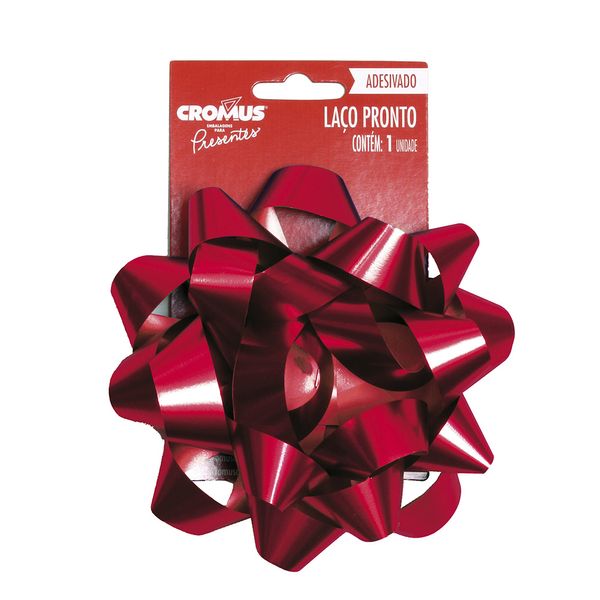 Laço Pronto Adesivado Cromus Estrela Vermelho 12cm