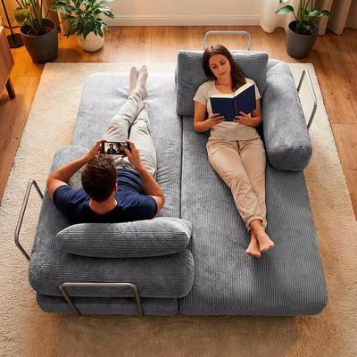 Sofá-Cama 3 Lugares SmartBox 1.88m AirPress Compacto XpandTech Cinza Claro