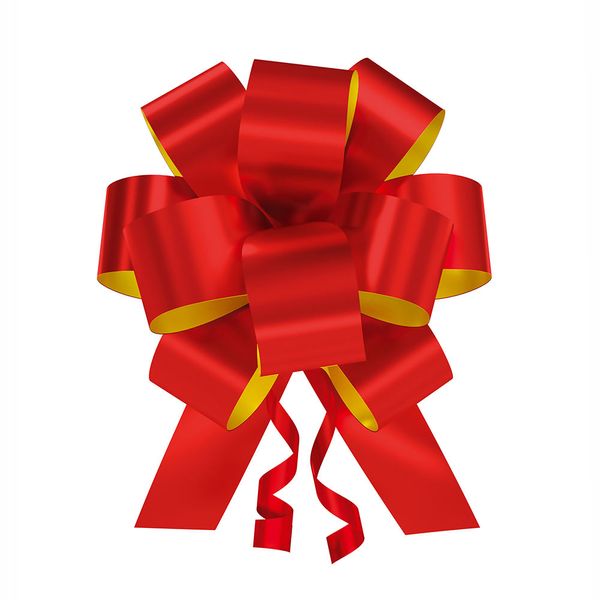 Laço Pronto Flor Emfesta Vermelho e Dourado 3x84cm