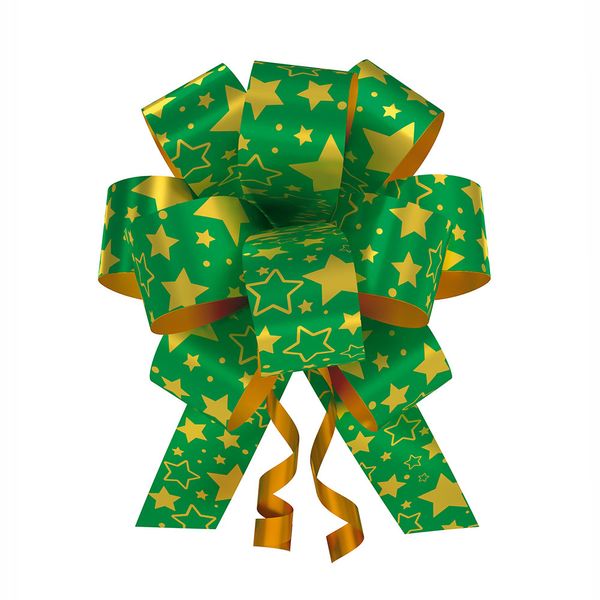 Laço Pronto Flor Emfesta Verde Com Dourado 3x84cm