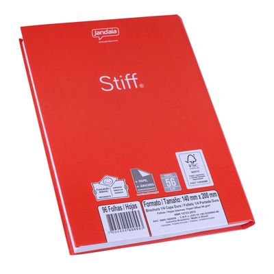 Caderno Jandaia Brochura Capa Dura 1/4 Vermelho96 Folhas