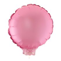 Balão Metalizado 11" Funny Redondo Rosa Bebê com Suporte