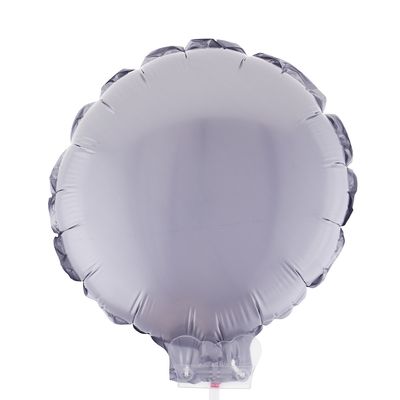 Balão Metalizado 11" Funny Redondo Prata com Suporte