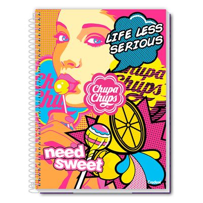 Caderno Universitário Feminino Chupa Chups 80F/1 Matéria Credeal