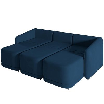 Sofá Cama Para Sala De Estar 3 Lugares 306cm Montserrat K01 Veludo Azul Marinho - Lyam Decor