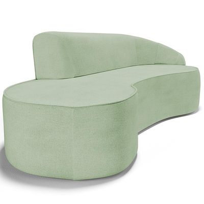 Sofá 4 Lugares Curvo Living Firenze Direito D02 Linho Verde 260cm D-477 - Lyam
