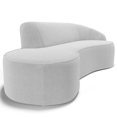 Sofá 4 Lugares Curvo Living Firenze Direito D02 Bouclê Branco 280cm B-53 - Lyam
