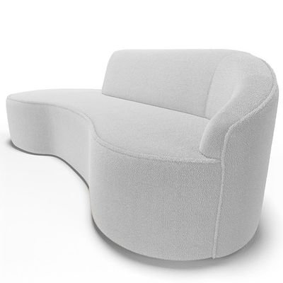 Sofá 4 Lugares Curvo Living Firenze Direito D02 Bouclê Branco 280cm B-53 - Lyam
