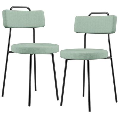 Kit 02 Cadeiras Decorativa Estofada Para Sala De Jantar Barcelona L02 Linho Verde Menta - Lyam Decor