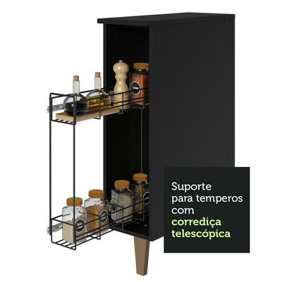 Balcão Porta-temperos Preto Reims Madesa Preto
